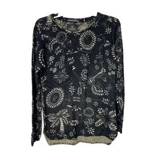 Scotch & Soda Long Sleeve Pullover Sweater Womens S Gray Floral Knit Round Neck